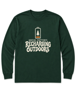 Social Battery: Recharging Outdoors Long Sleeve Shirt