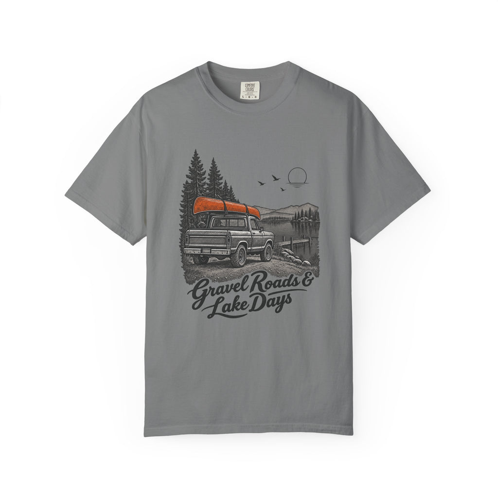 Gravel Roads & Lake Days T-Shirt – Grey