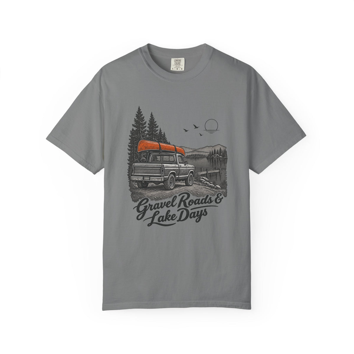 Gravel Roads & Lake Days T-Shirt – Grey