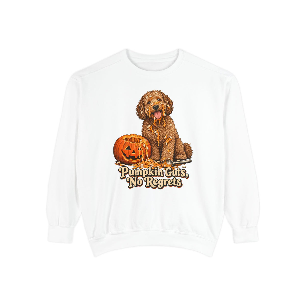 Pumpkin Guts, No Regrets Sweatshirt – White