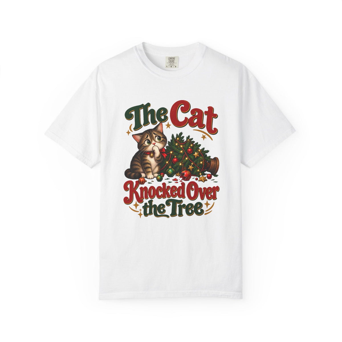 The Cat Knocked Over the Tree T-Shirt – White