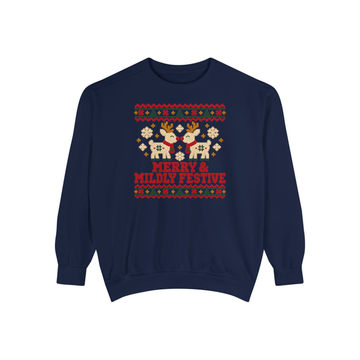 Merry & Mildly Festive Ugly Christmas Sweatshirt – True Navy