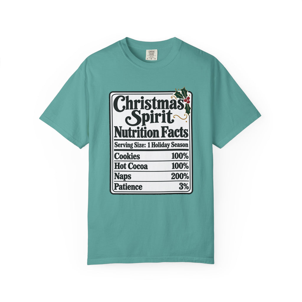 Christmas Spirit Nutrition Facts T-Shirt – Seafoam