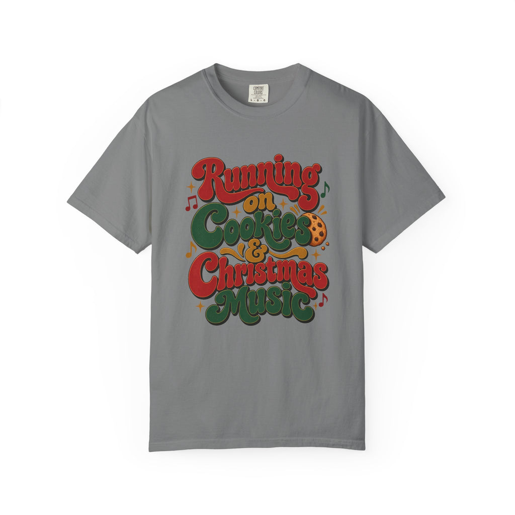 Running on Cookies & Christmas Music T-Shirt – Grey