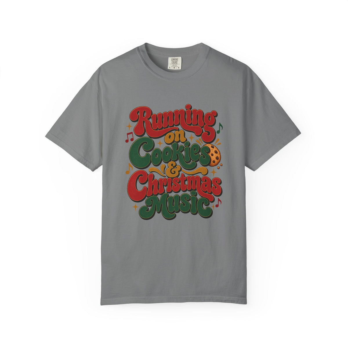 Running on Cookies & Christmas Music T-Shirt – Grey