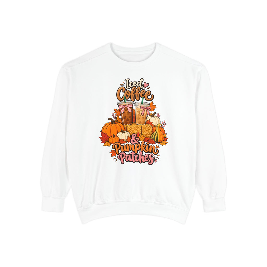 Iced Coffee & Pumpkin Patches Sweatshirt – White