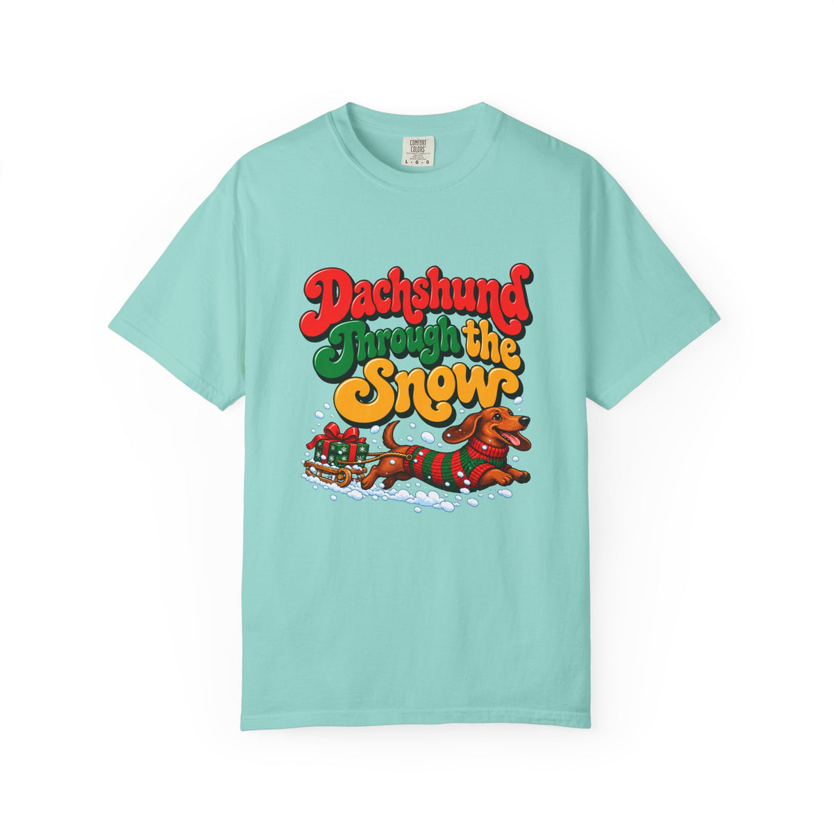 Dachshund Through the Snow T-Shirt – Chalky Mint