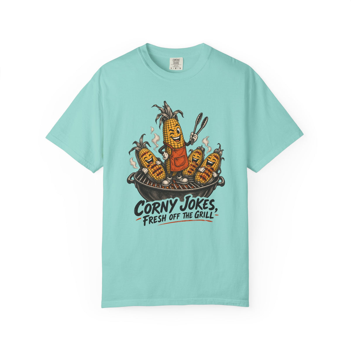Corny Jokes, Fresh Off the Grill T-Shirt – Chalky Mint