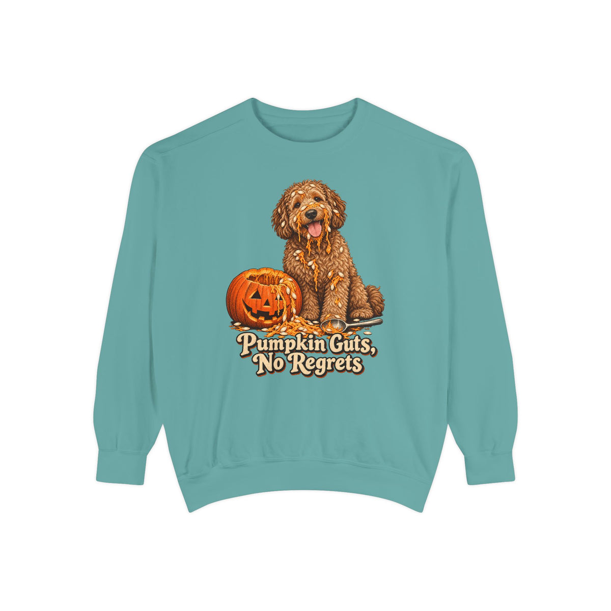 Pumpkin Guts, No Regrets Sweatshirt – Seafoam