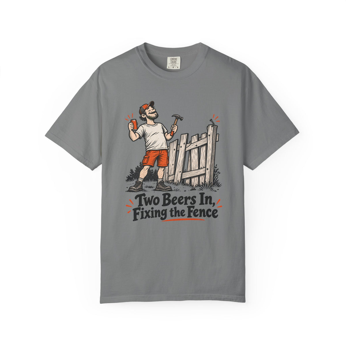 Two Beers In, Fixing the Fence T-Shirt – Grey