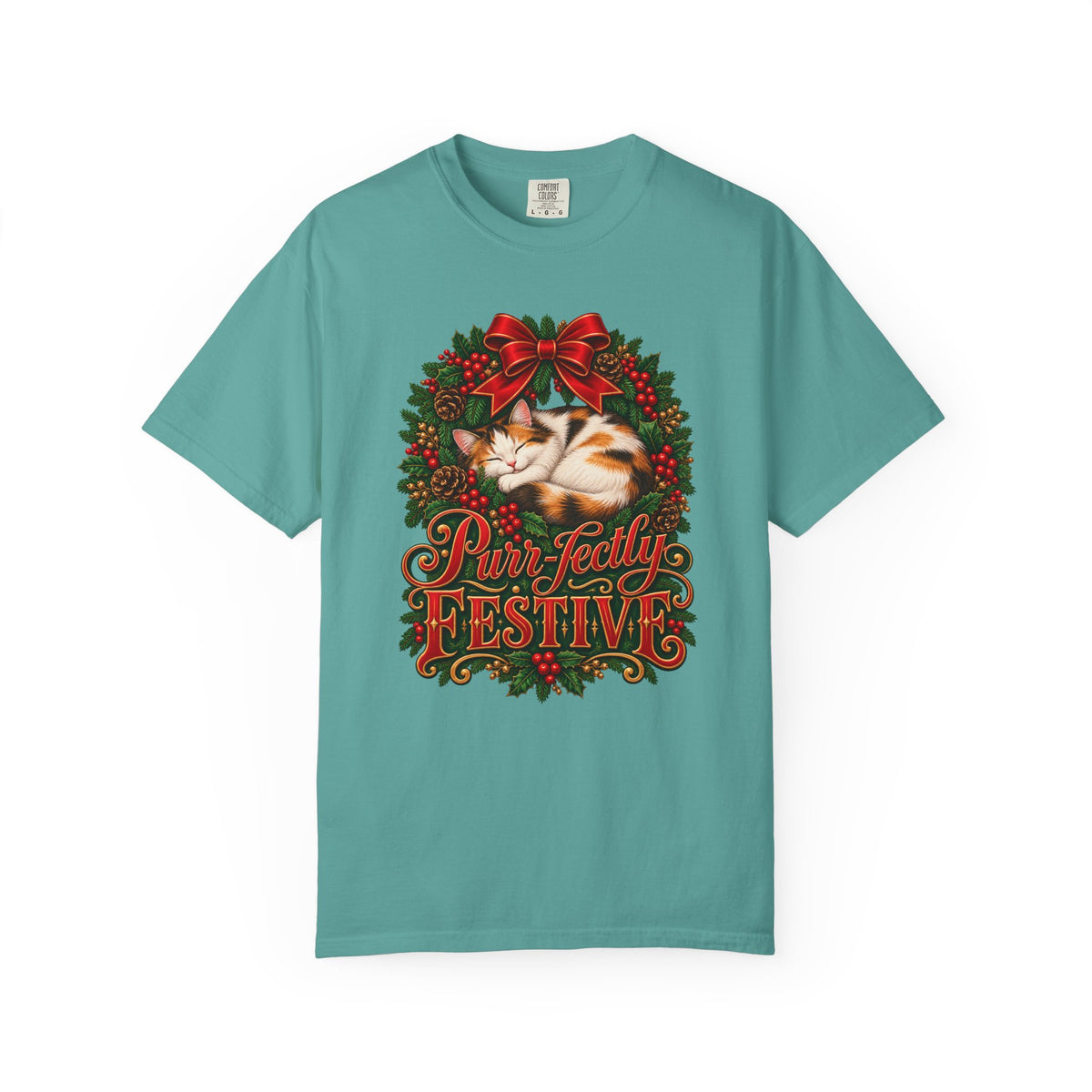 Purr-fectly Festive T-Shirt – Seafoam