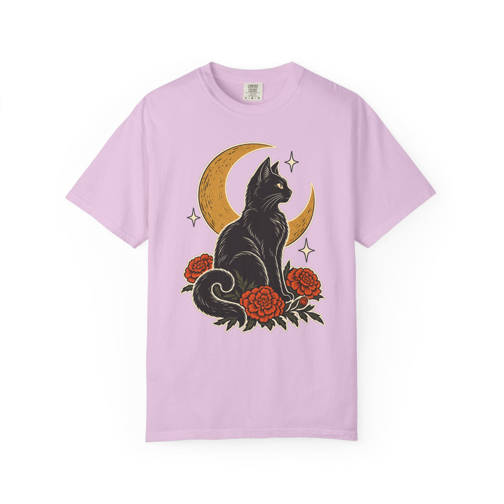 Moonlit Black Cat T-Shirt – Orchid