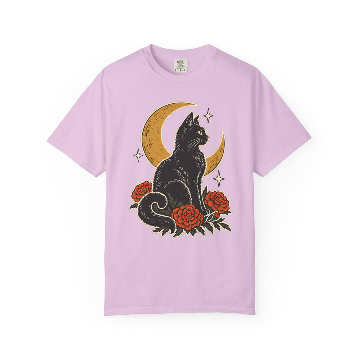 Moonlit Black Cat T-Shirt – Orchid