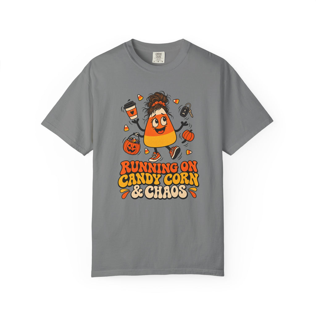 Running on Candy Corn and Chaos T-Shirt – Grey