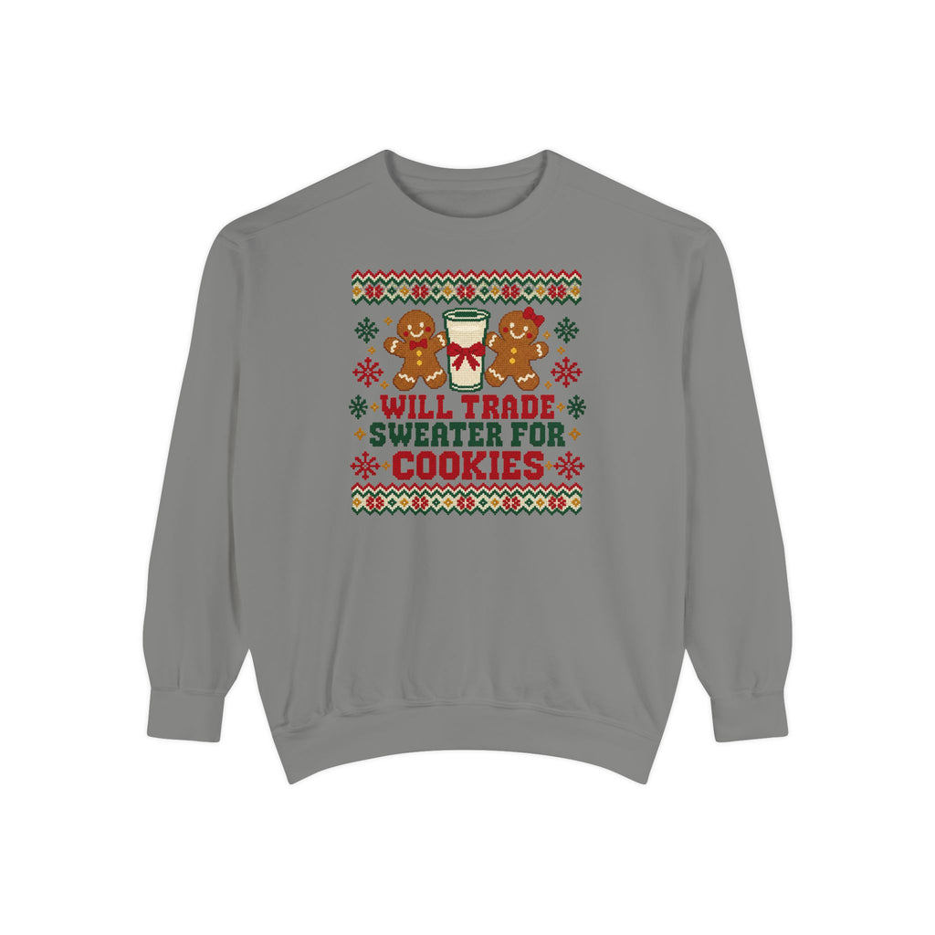 Will Trade Sweater for Cookies Ugly Christmas Sweatshirt – Grey