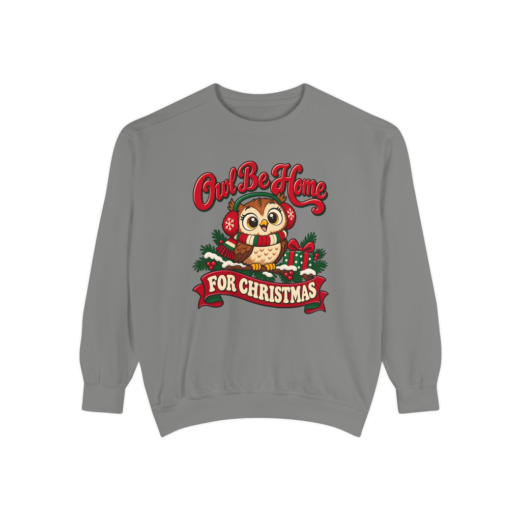 Owl Be Home for Christmas Sweatshirt – Grey