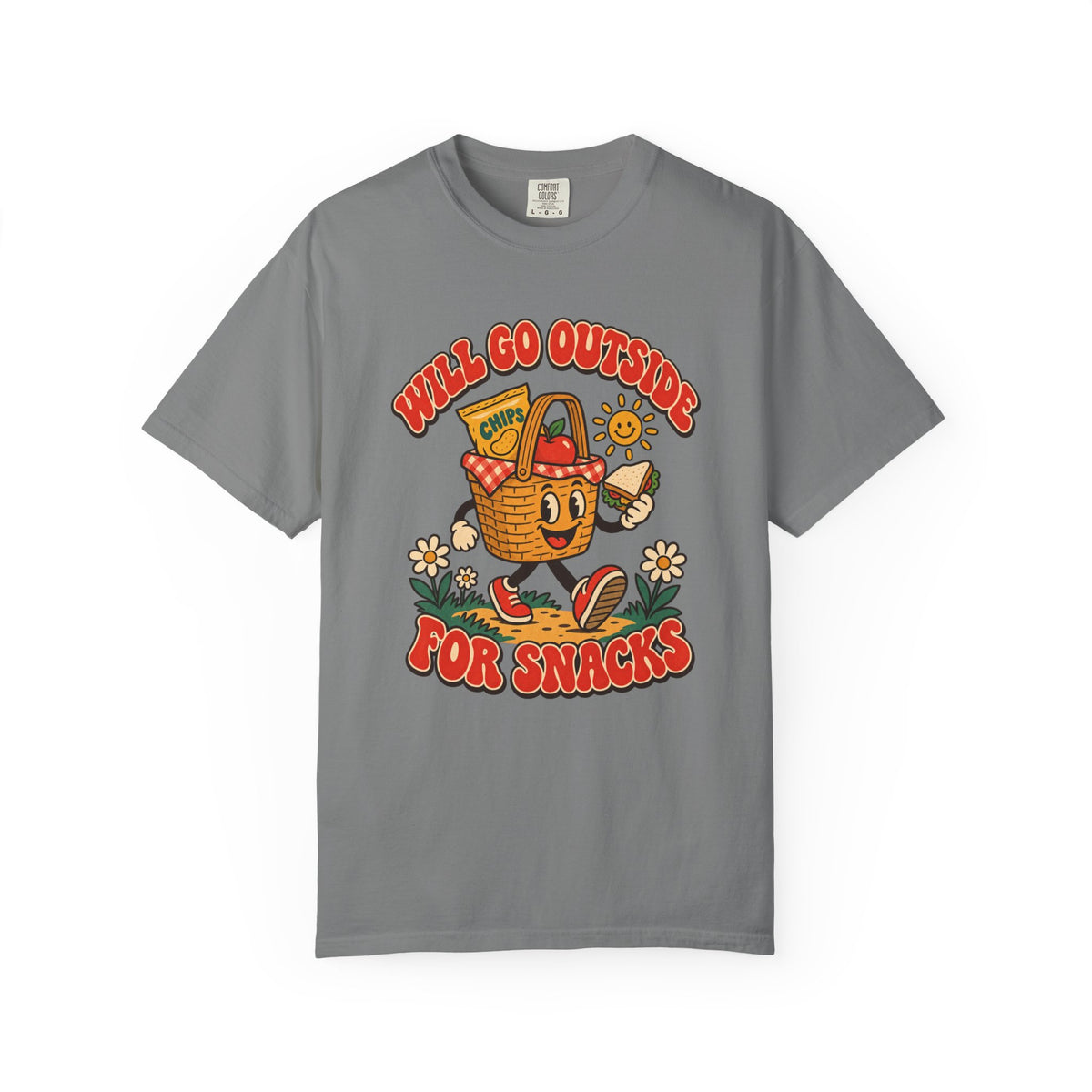 Will Go Outside for Snacks T-Shirt – Grey