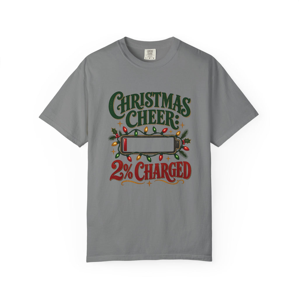 Christmas Cheer: 2% Charged T-Shirt – Grey