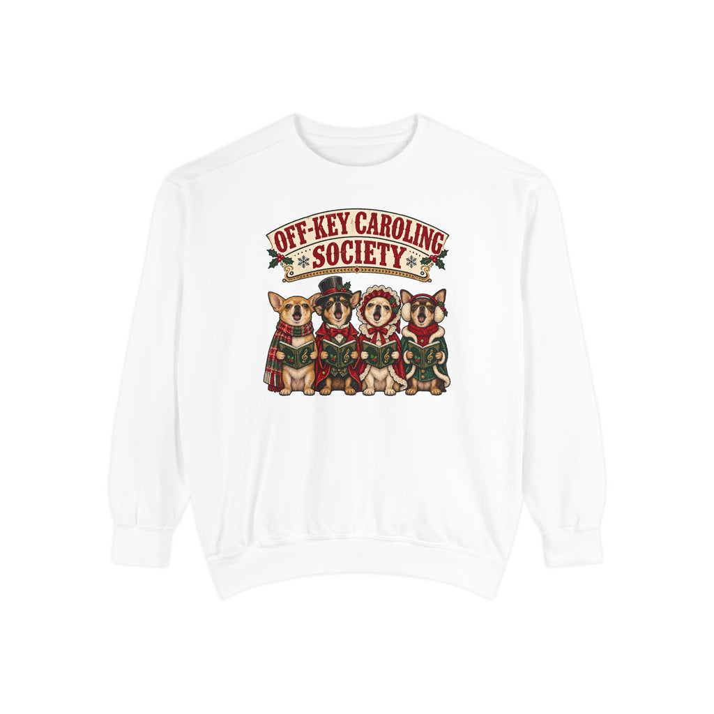 Off-Key Caroling Society Sweatshirt – White