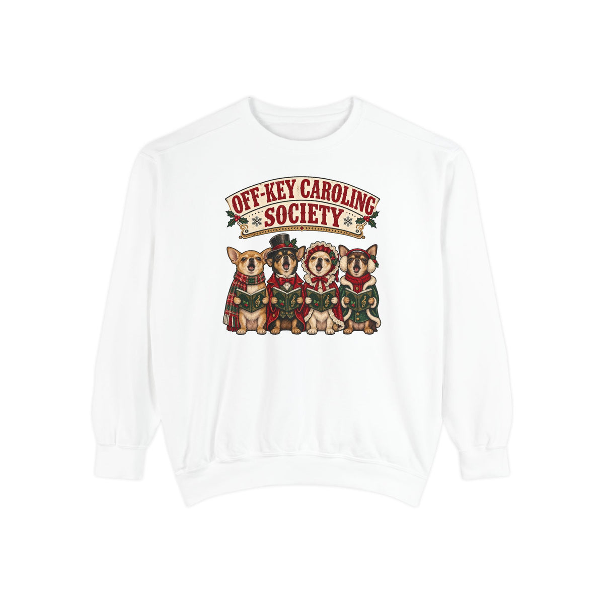 Off-Key Caroling Society Sweatshirt – White
