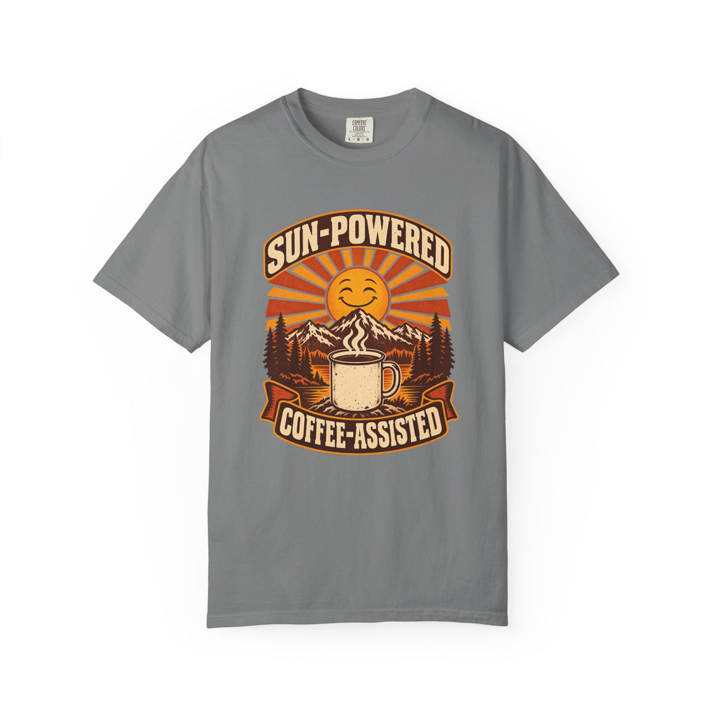 Sun-Powered, Coffee-Assisted T-Shirt – Grey