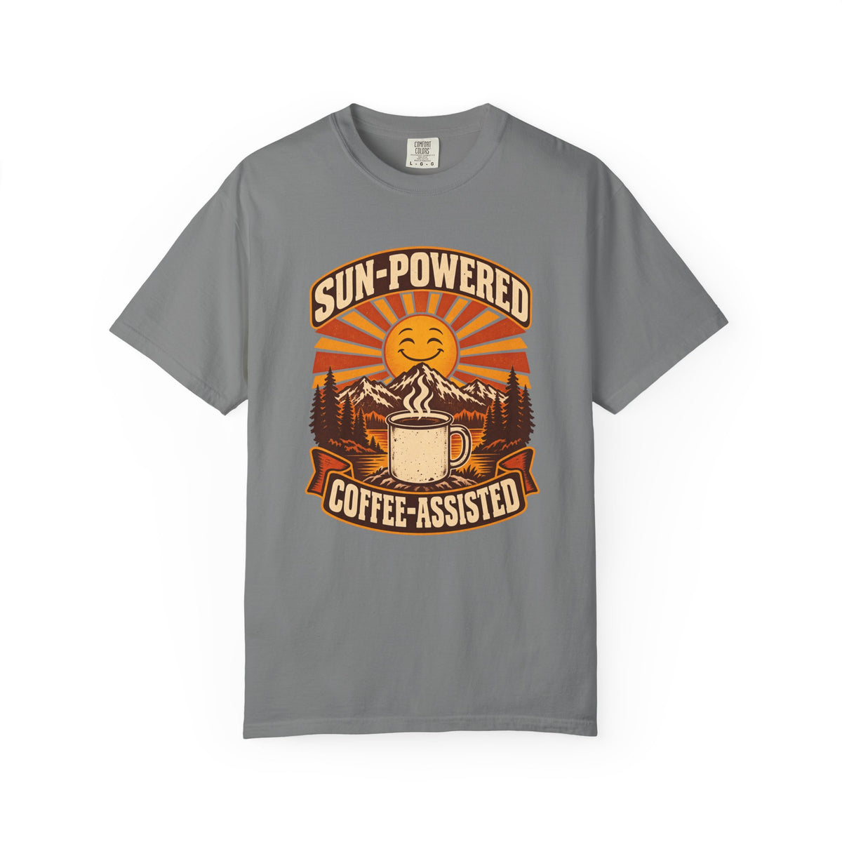 Sun-Powered, Coffee-Assisted T-Shirt – Grey