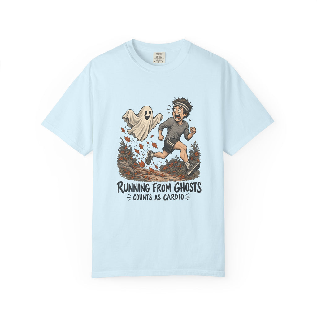 Running From Ghosts Counts as Cardio T-Shirt – Chambray