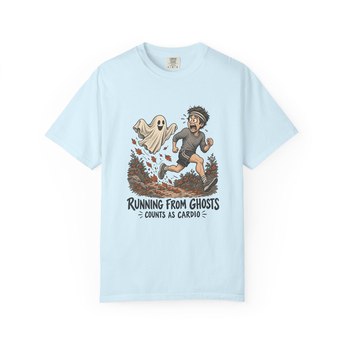 Running From Ghosts Counts as Cardio T-Shirt – Chambray