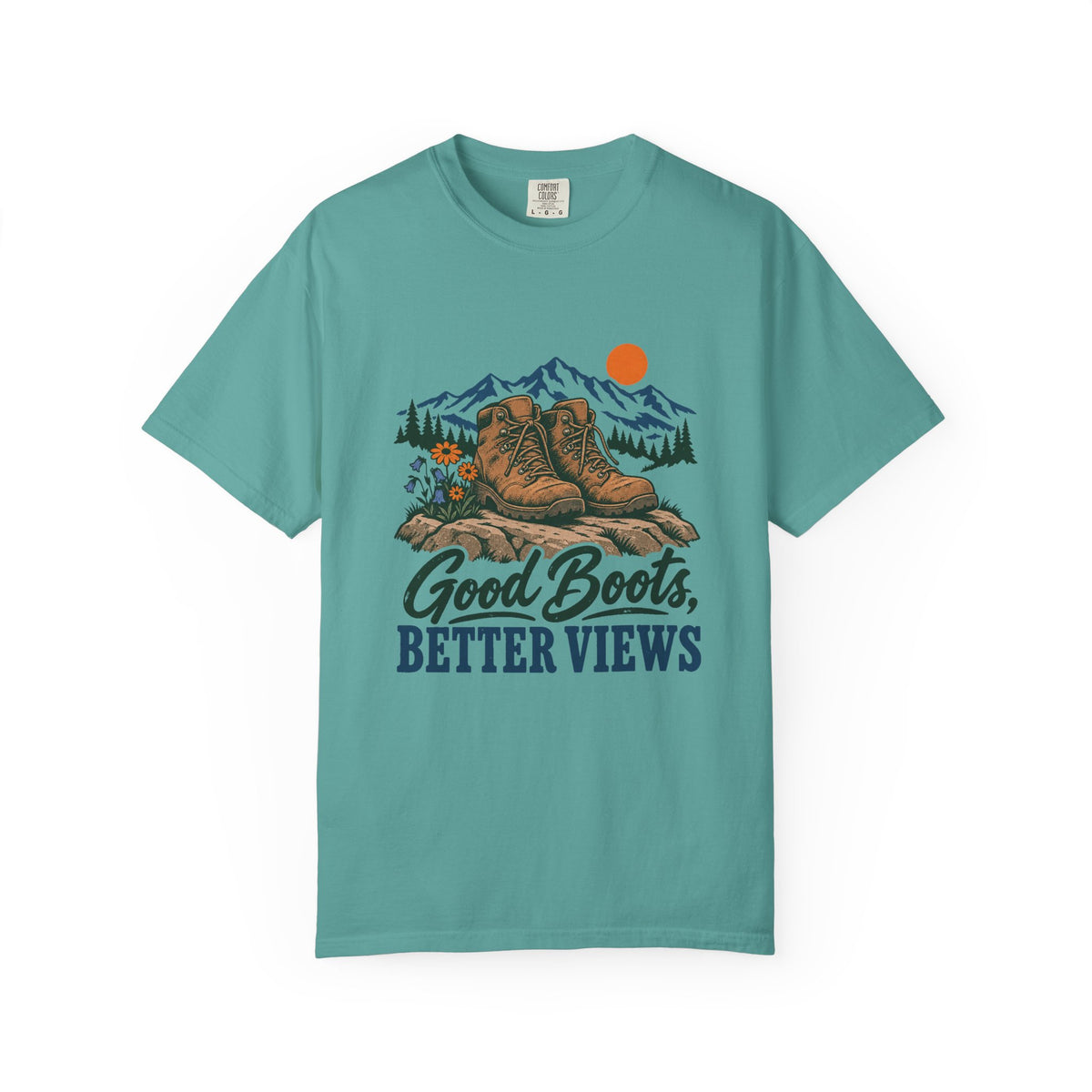 Good Boots, Better Views T-Shirt – Seafoam