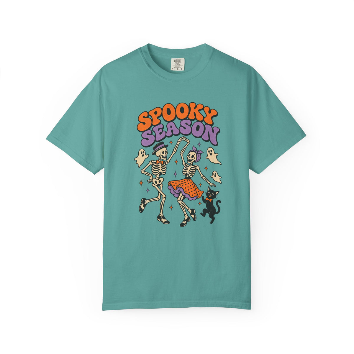 Spooky Season Dancing Skeletons T-Shirt – Seafoam