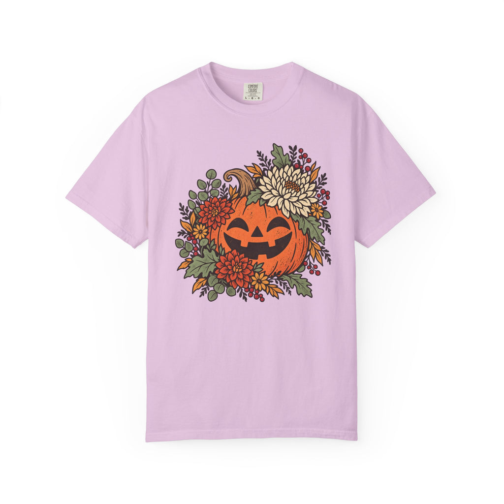 Pumpkin Jack-O'-Lantern Floral T-Shirt – Orchid