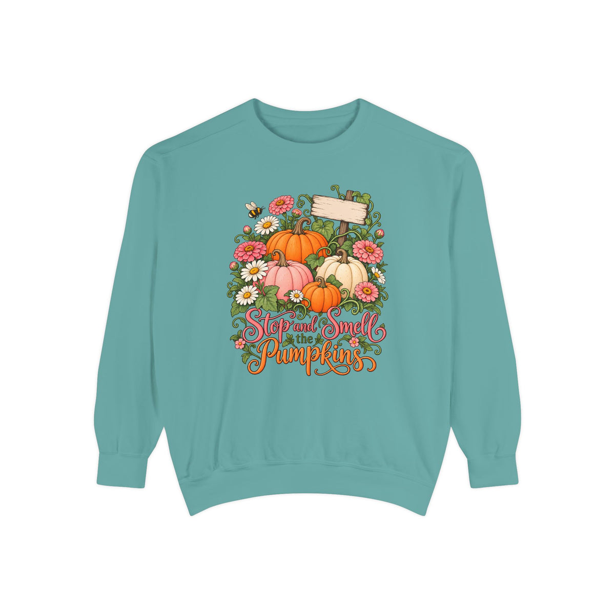 Stop and Smell the Pumpkins Sweatshirt – Seafoam