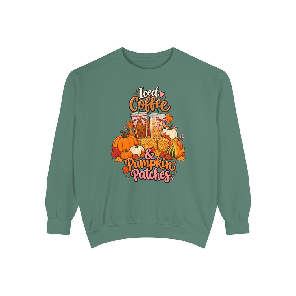Iced Coffee & Pumpkin Patches Sweatshirt – Light Green