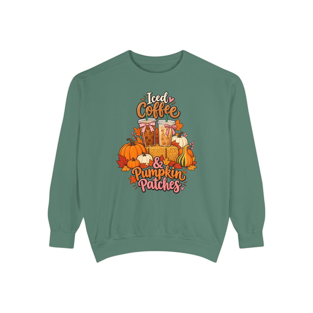 Iced Coffee & Pumpkin Patches Sweatshirt – Light Green