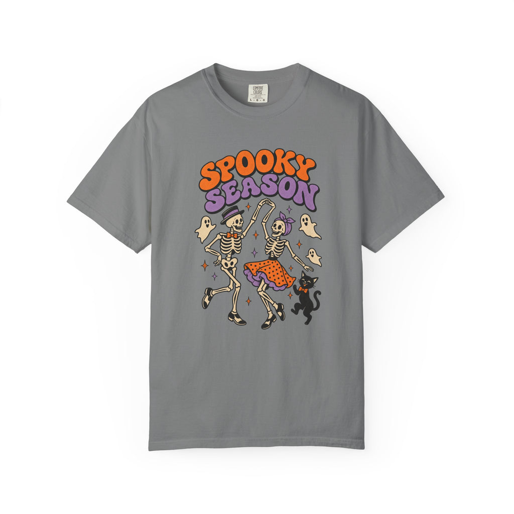 Spooky Season Dancing Skeletons T-Shirt – Grey