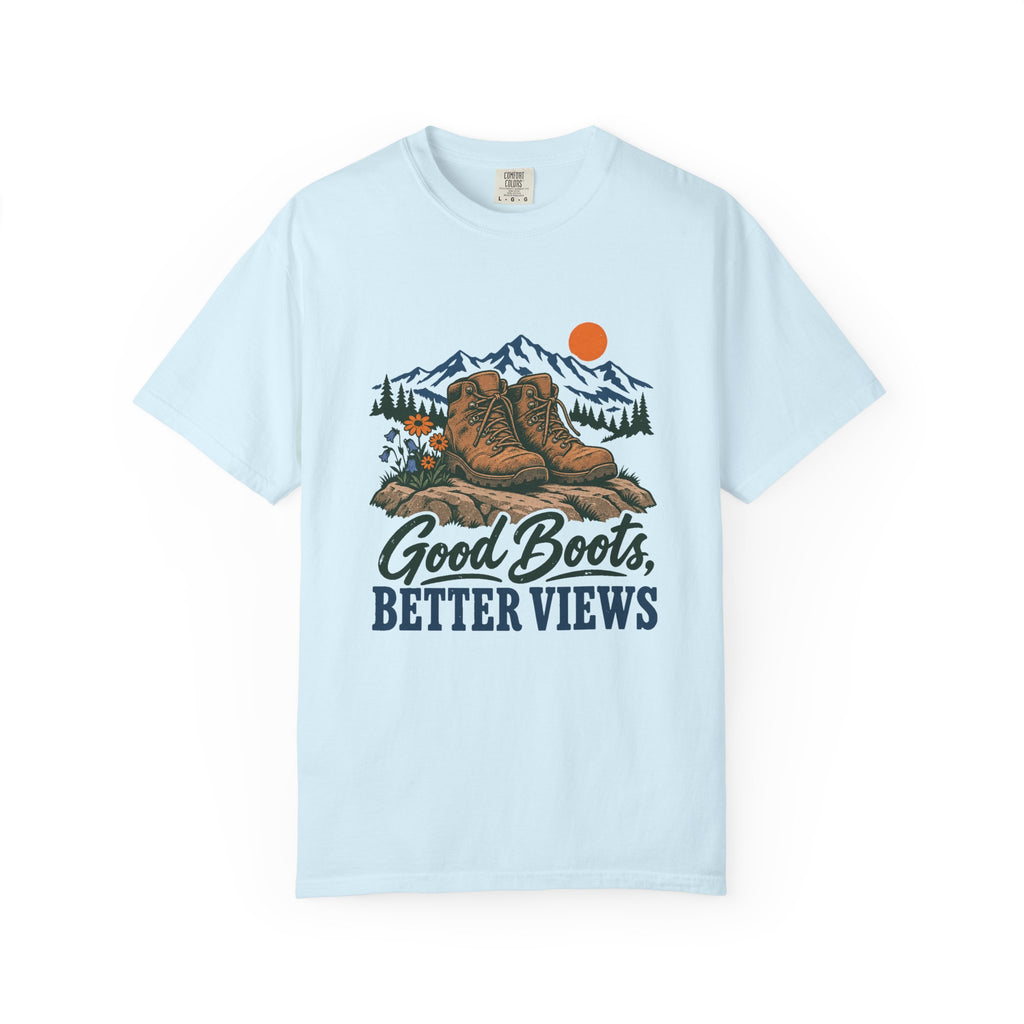 Good Boots, Better Views T-Shirt – Chambray