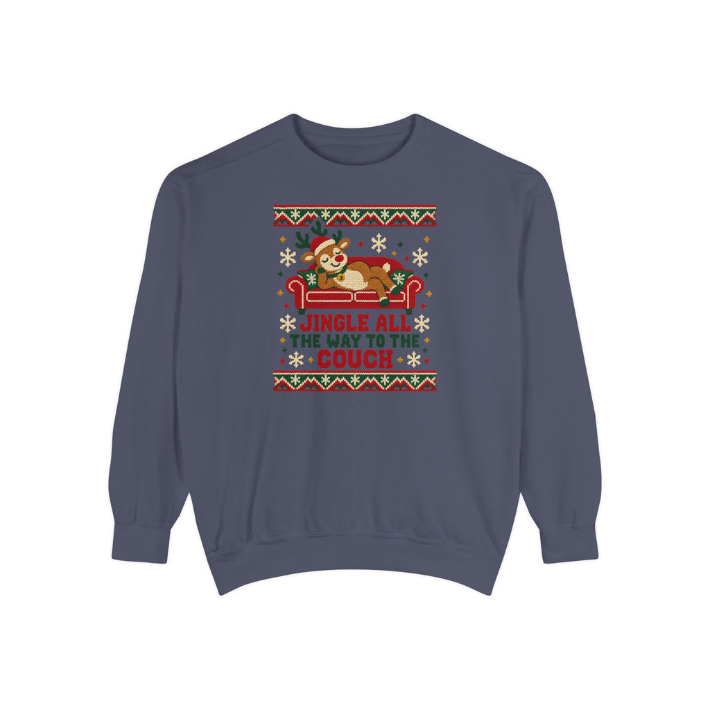 Jingle All the Way to the Couch Ugly Christmas Sweatshirt – Denim