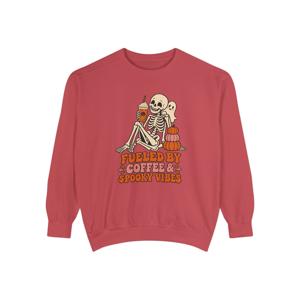 Fueled by Coffee & Spooky Vibes Sweatshirt – Crimson