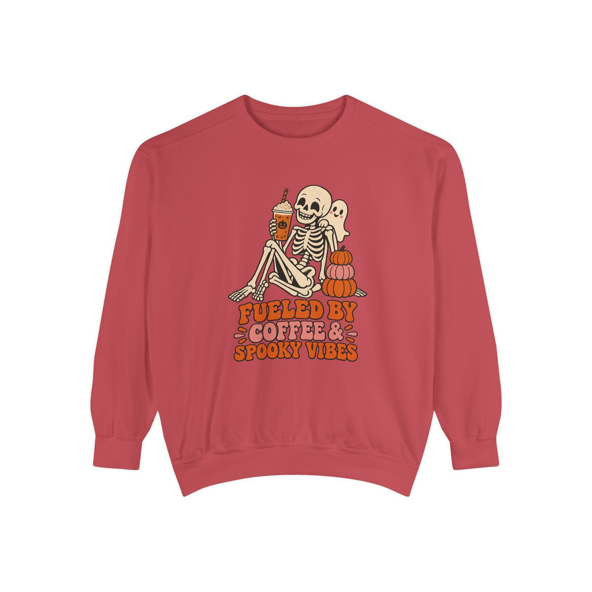 Fueled by Coffee & Spooky Vibes Sweatshirt – Crimson