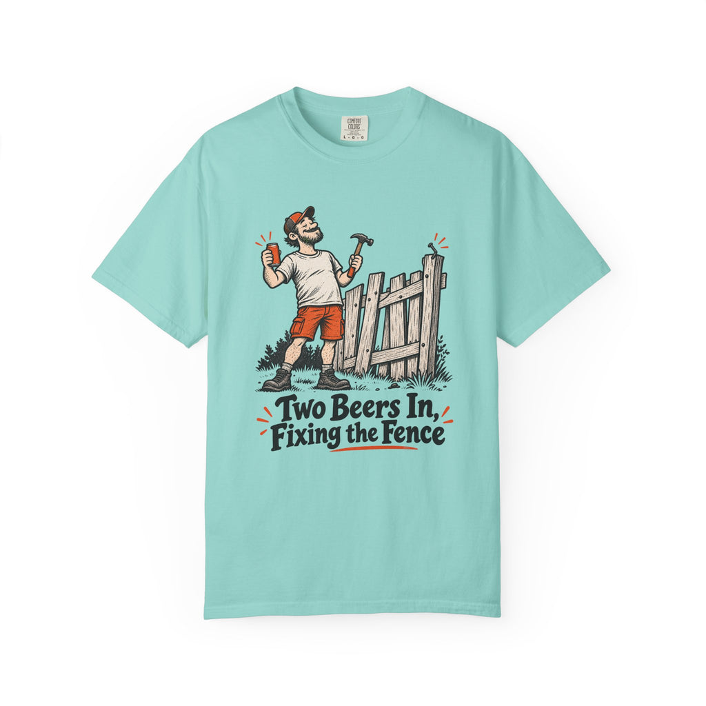 Two Beers In, Fixing the Fence T-Shirt – Chalky Mint