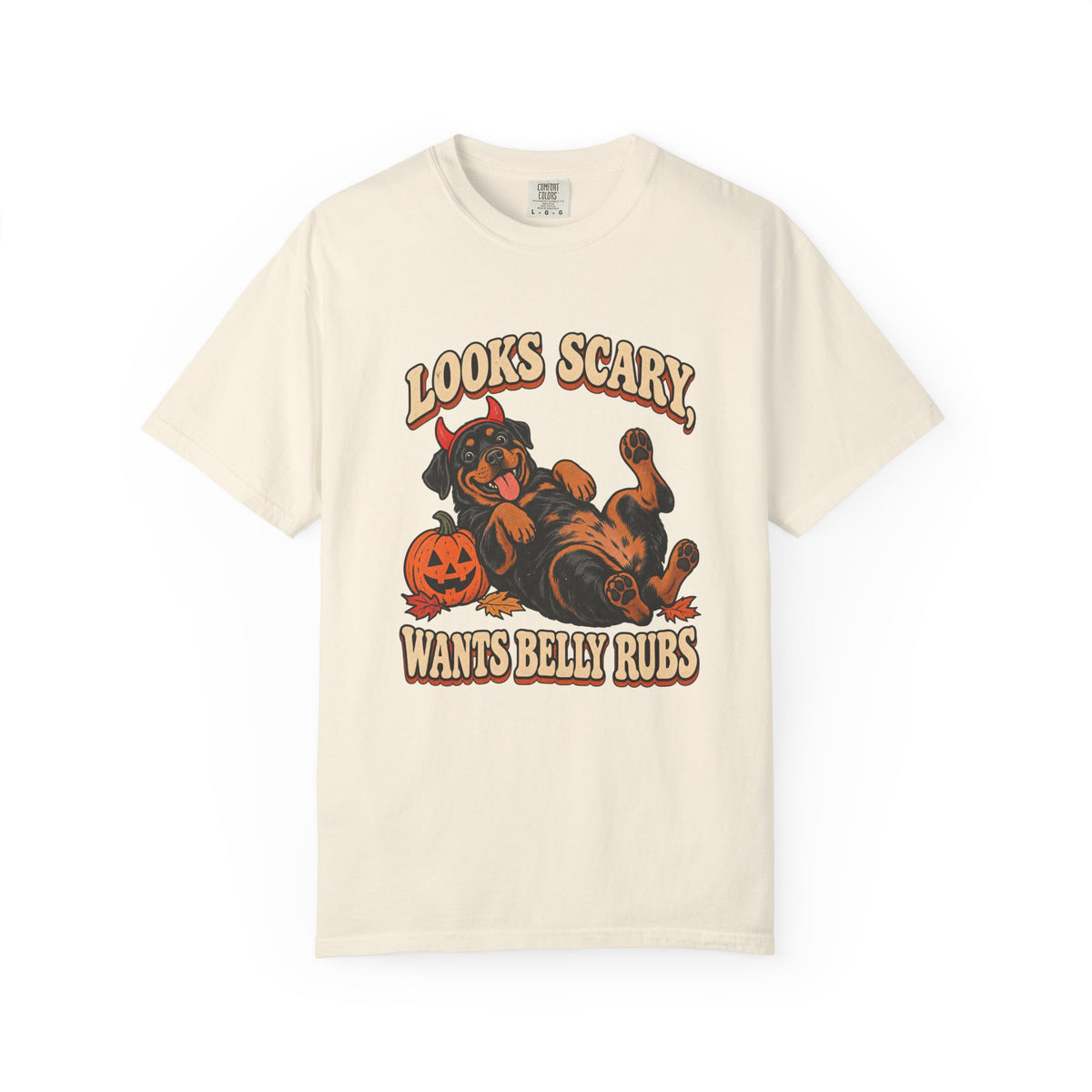 Looks Scary, Wants Belly Rubs T-Shirt – Ivory