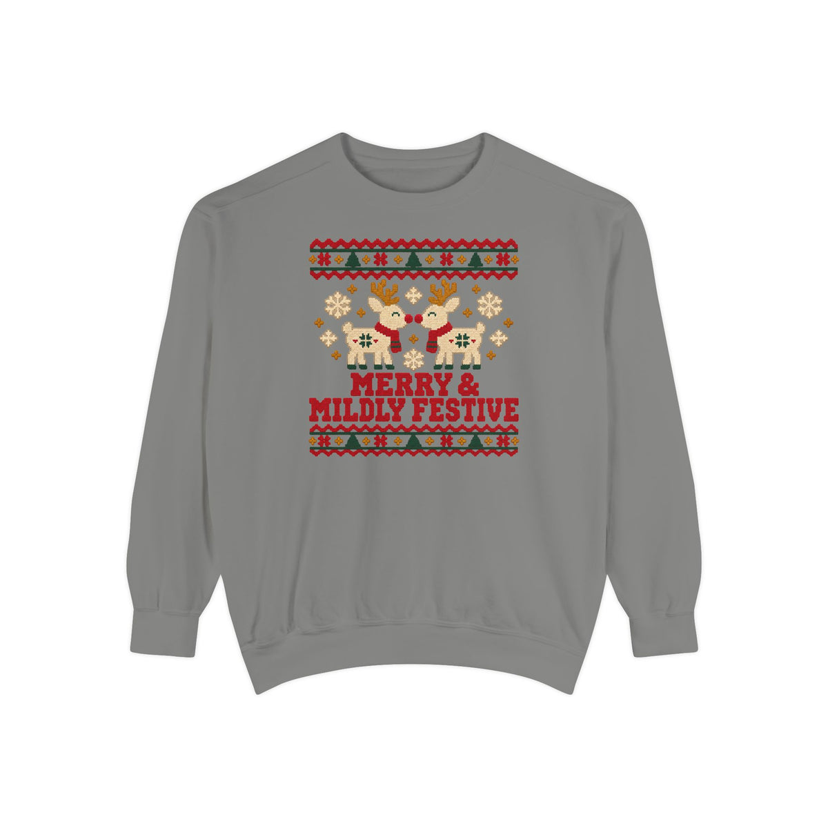 Merry & Mildly Festive Ugly Christmas Sweatshirt – Grey