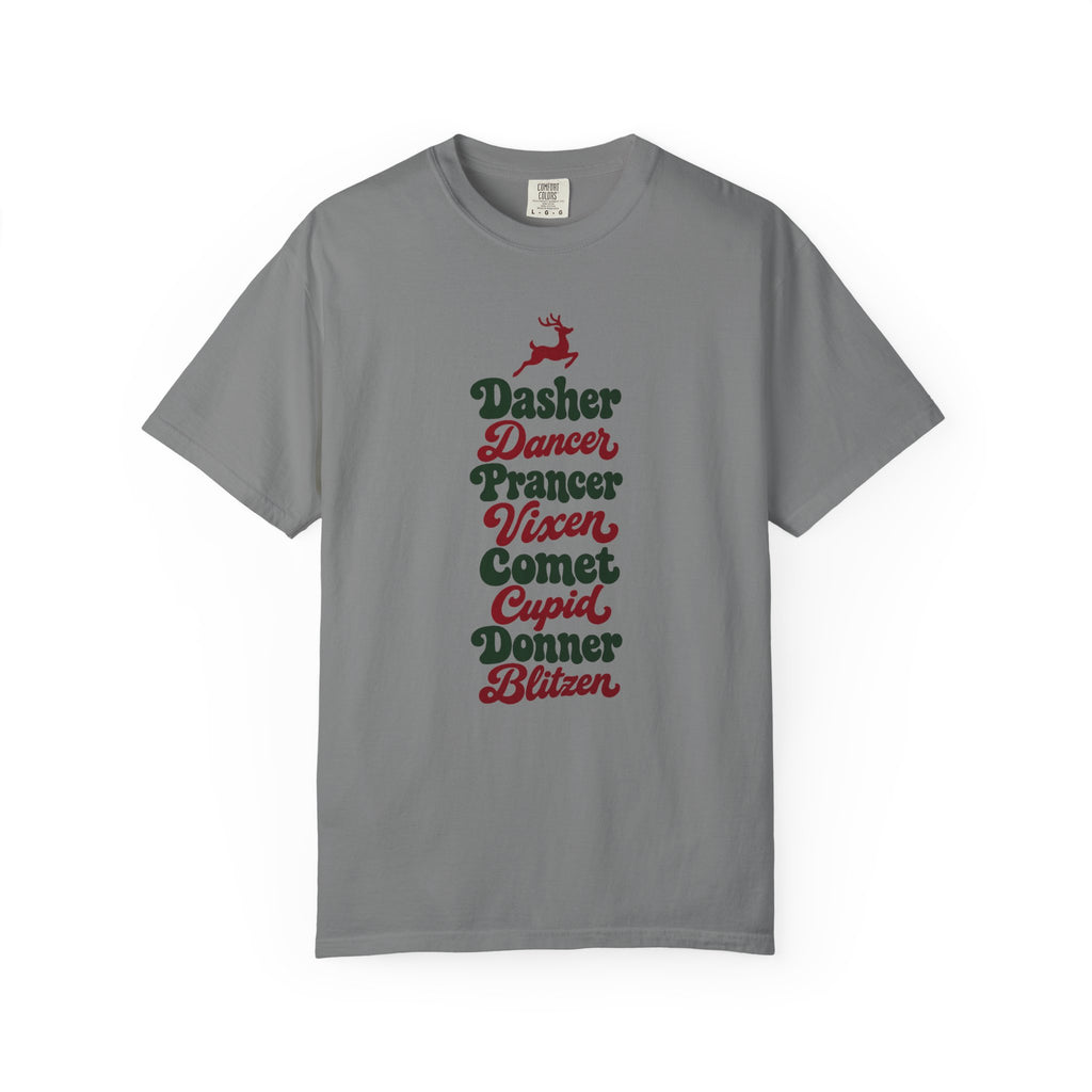 Dasher Dancer Prancer Vixen T-Shirt – Grey