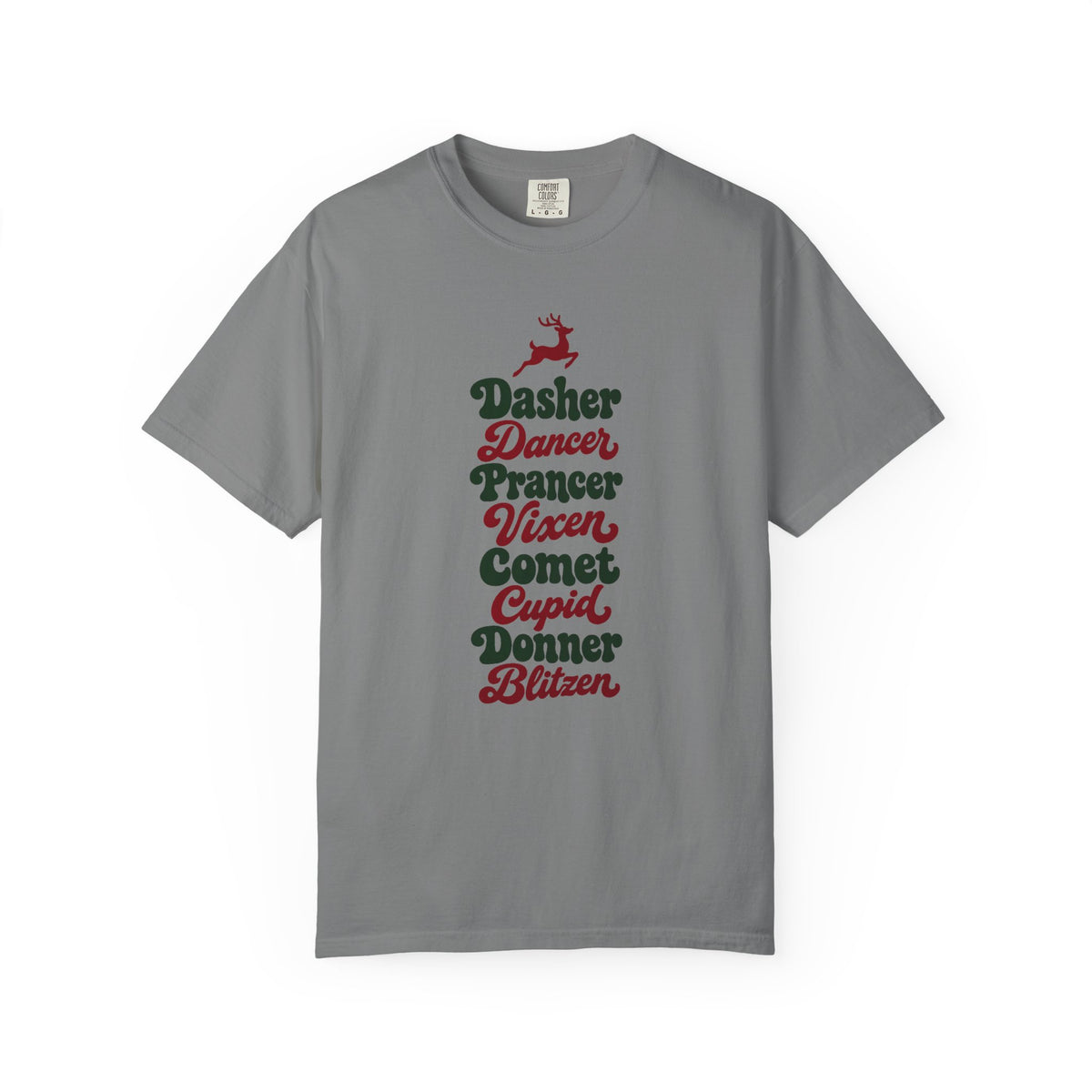 Dasher Dancer Prancer Vixen T-Shirt – Grey