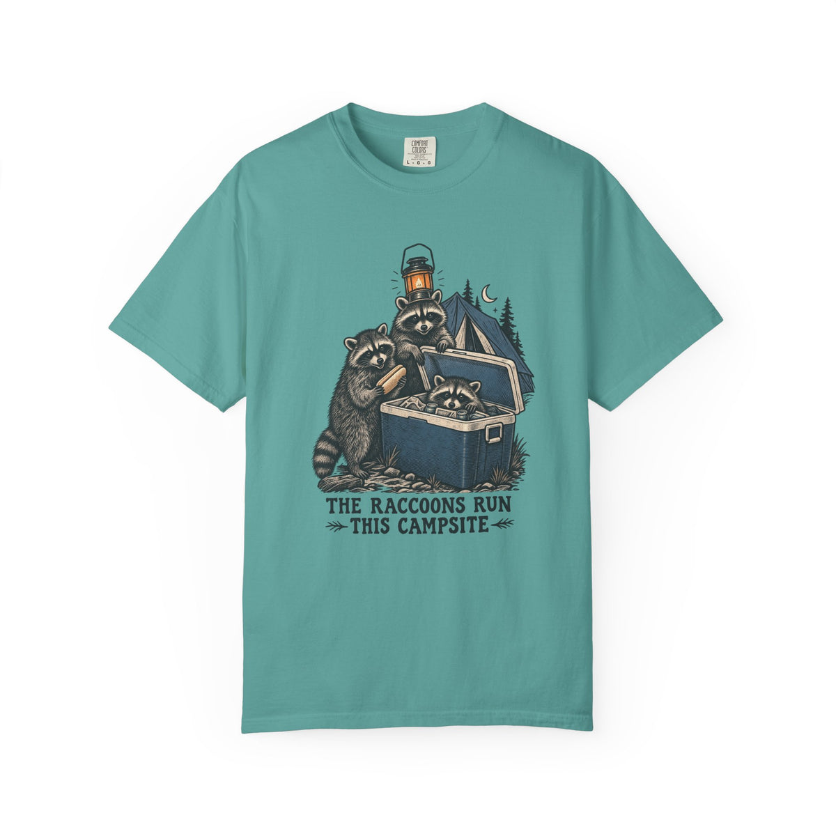 The Raccoons Run This Campsite T-Shirt – Seafoam