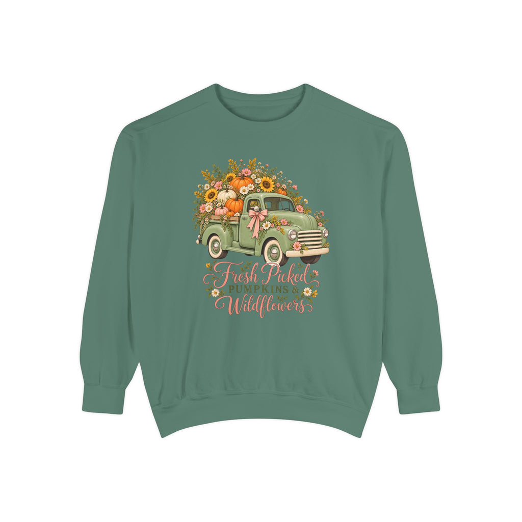 Fresh Picked Pumpkins & Wildflowers Sweatshirt – Light Green