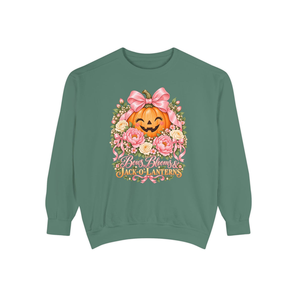 Bows, Blooms & Jack-o'-Lanterns Sweatshirt – Light Green