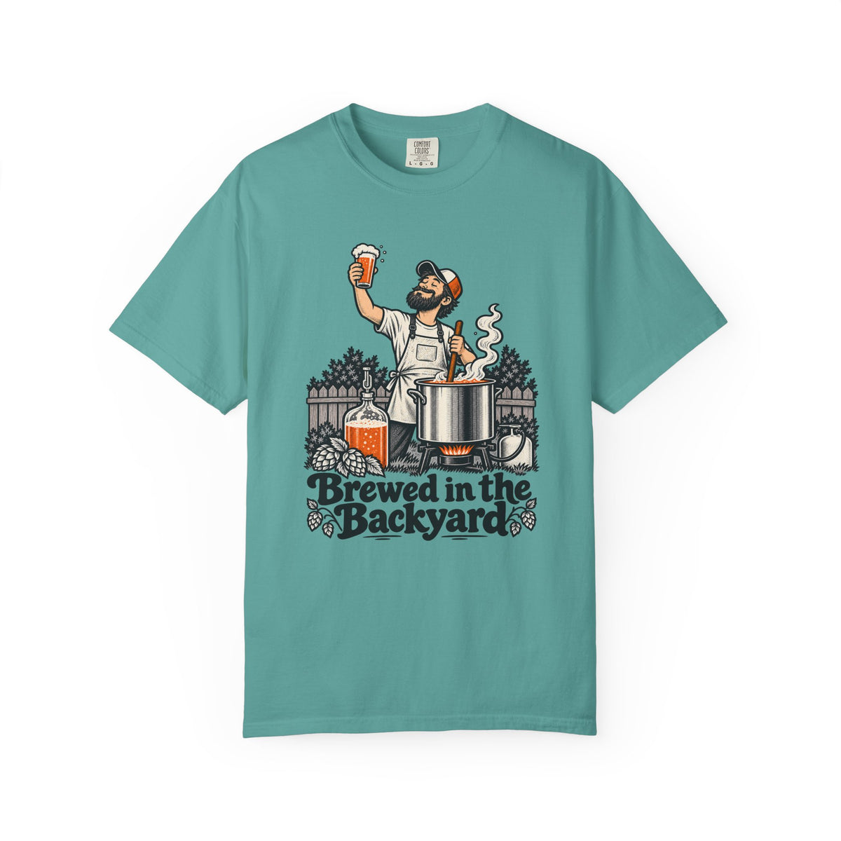 Brewed in the Backyard T-Shirt – Seafoam