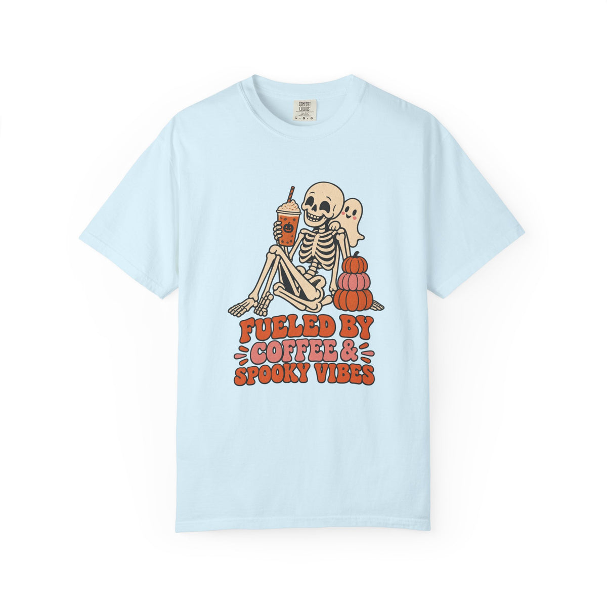 Fueled by Coffee & Spooky Vibes T-Shirt – Chambray