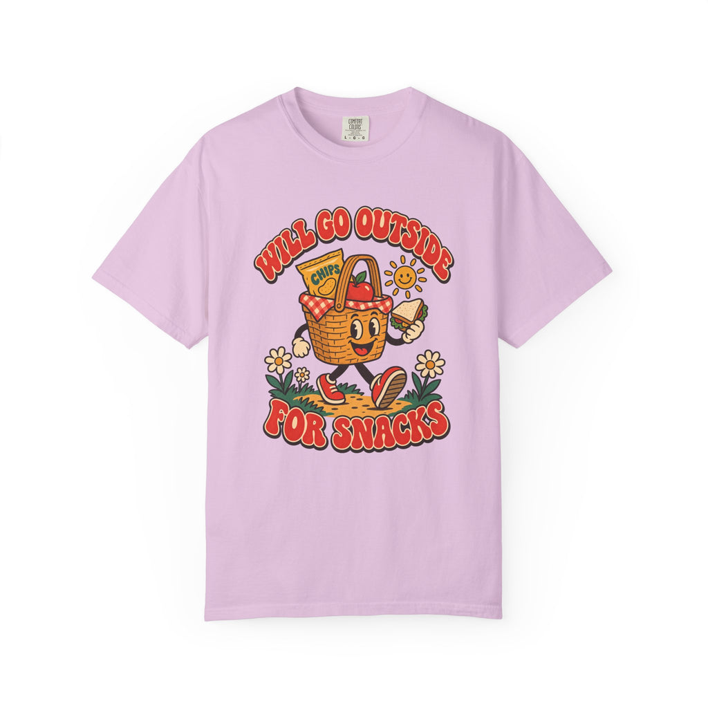 Will Go Outside for Snacks T-Shirt – Orchid